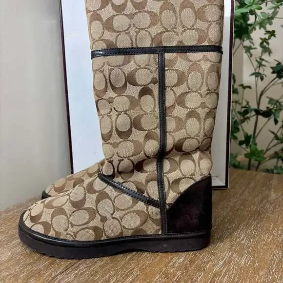 Coach Nikole Signature Shearling Boots A7266 - Picture 1 of 9